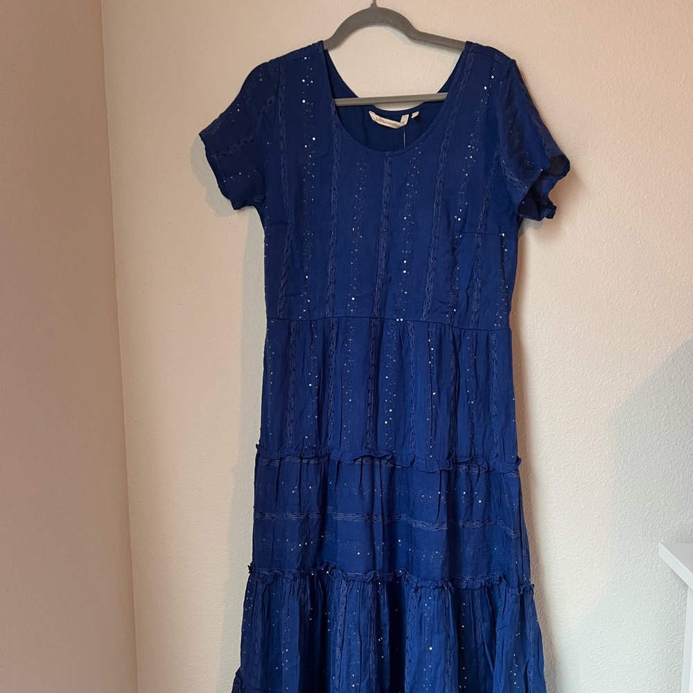 Soft Surroundings NWT $150 Kara Shimmer Tiered Sequin Maxi Dress Size M - Picture 4 of 11